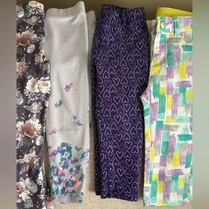 3 Pull on 2T Pants Heart and Floral Prints.       1 Abstract Zip Up Jean 12/18M